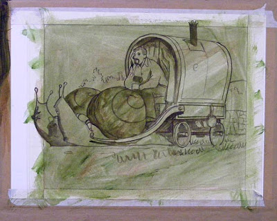 Preparation underpainting for editorial illustration on John McElligott of eBay